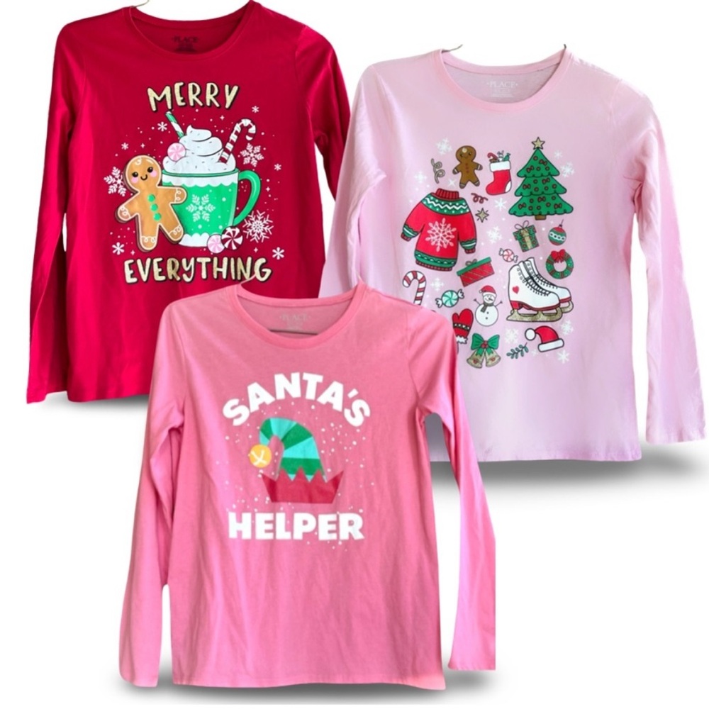 The Children’s Place Girls Long Sleeve Holiday Christmas Tops